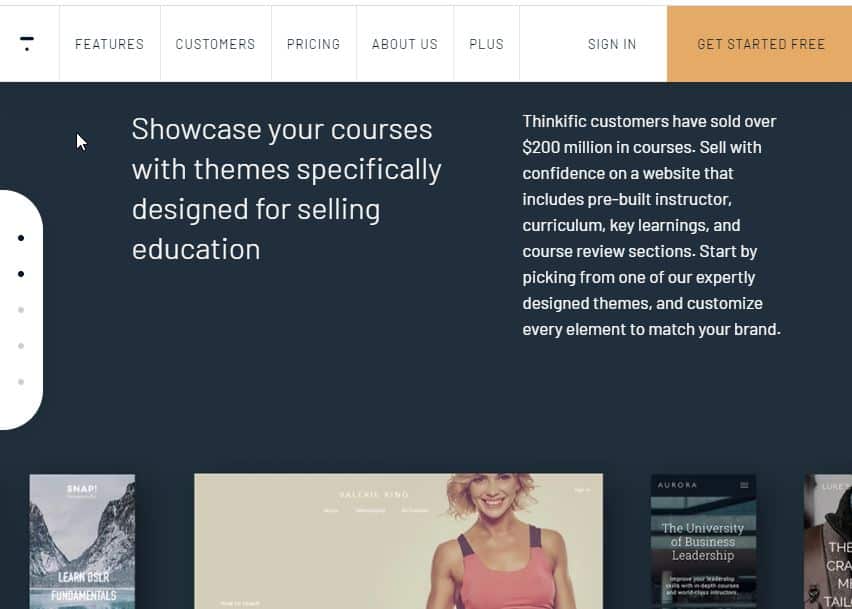 Thinkific online course platforms design